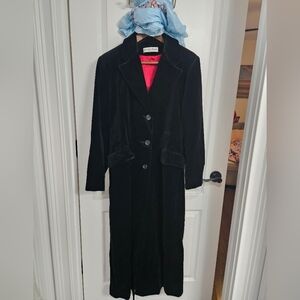 Vintage Late 80s Early 90s Black Velvet Long Coat